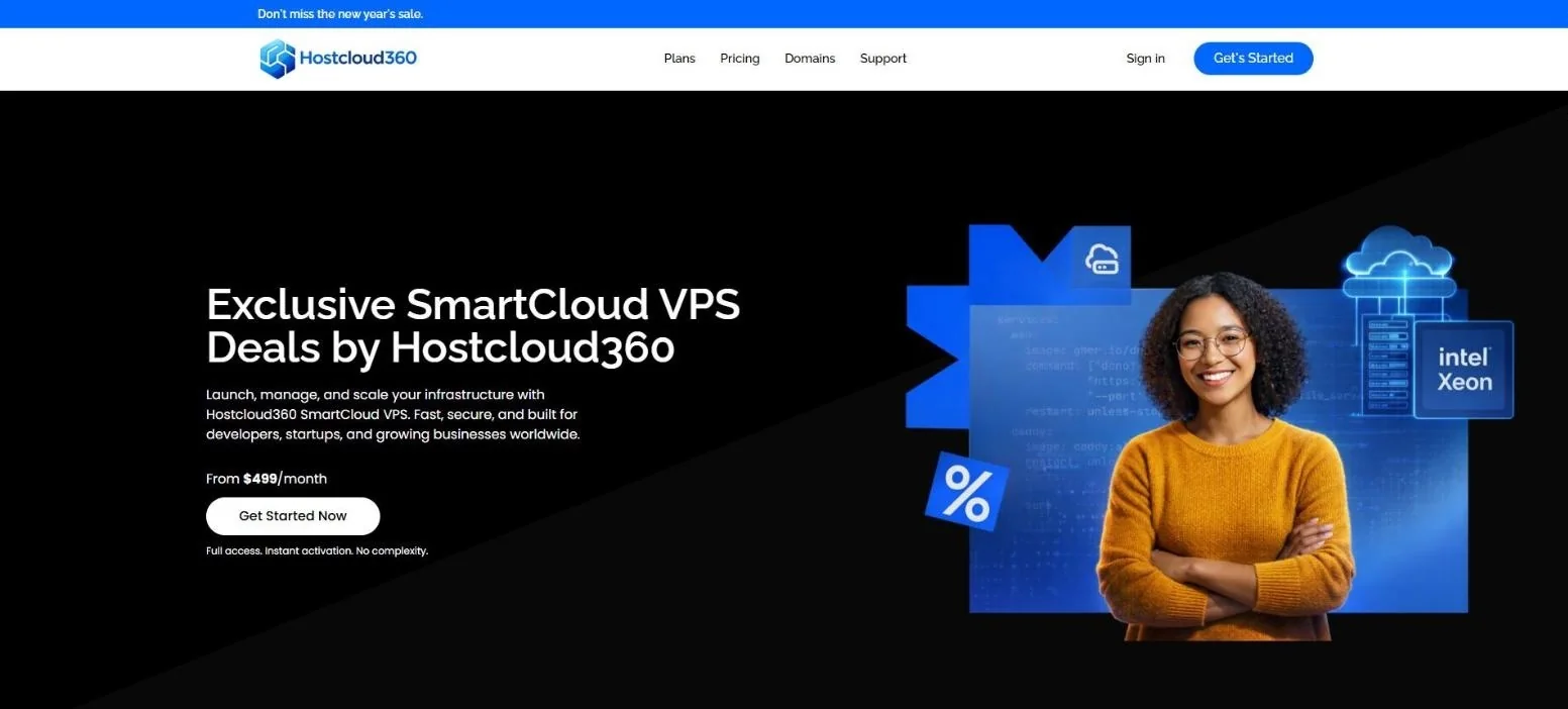 HostCloud360 hosting website homepage